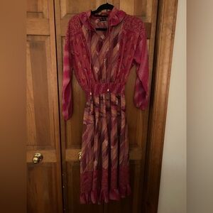 Diane Freis Appox Sz M Women’s Vintage Retro Inspired Red Orange Patterned Dress
